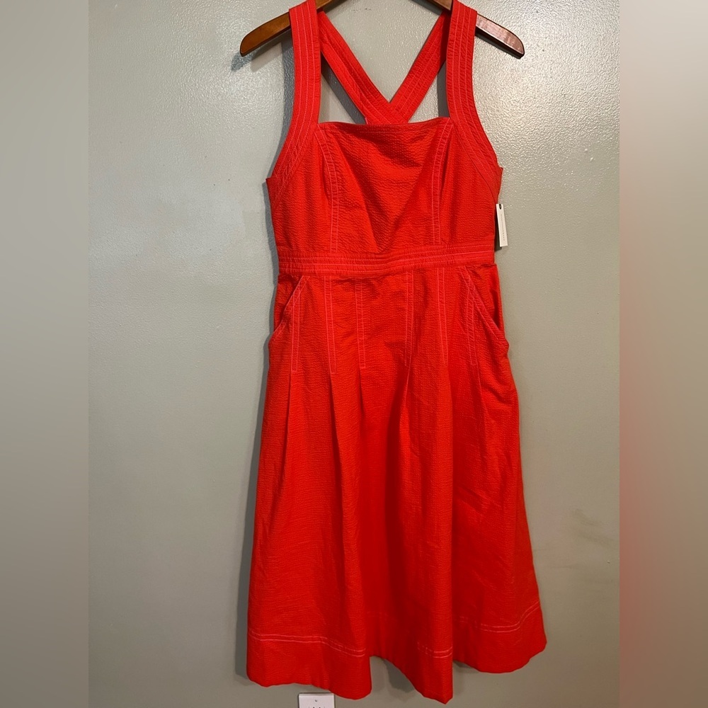 Maeve Red Sleeveless Midi Dress with Crisscross Back